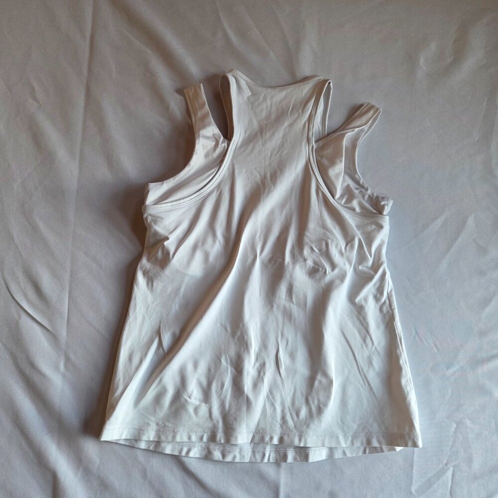 Women’s White Racerback Zip-Front Tank Top - Picture 7 of 7